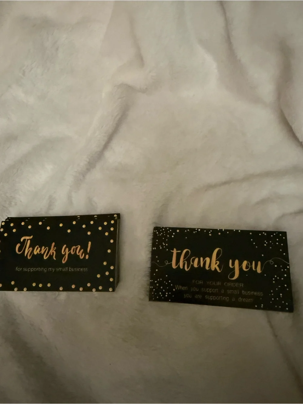 40 Thank You Cards - Black with Gold Foil Script - Small Business Packaging